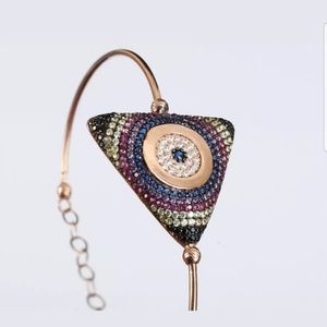 Avelon's Designs Jewelry - Triangle evil eye multi gemstone & gold bracelet Avelon's Designs Jewelry - Triangle evil eye multi gemstone & gold bracelet